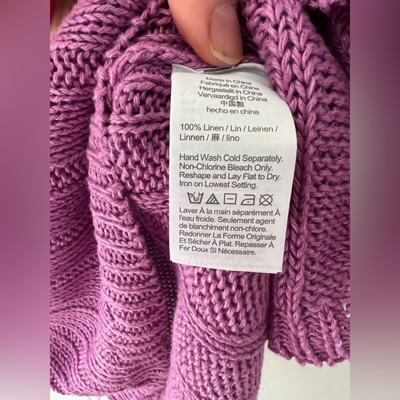 NWT: JCrew Linen Short Sleeve Sweater - Purple, Size Large - Picture 2 of 3
